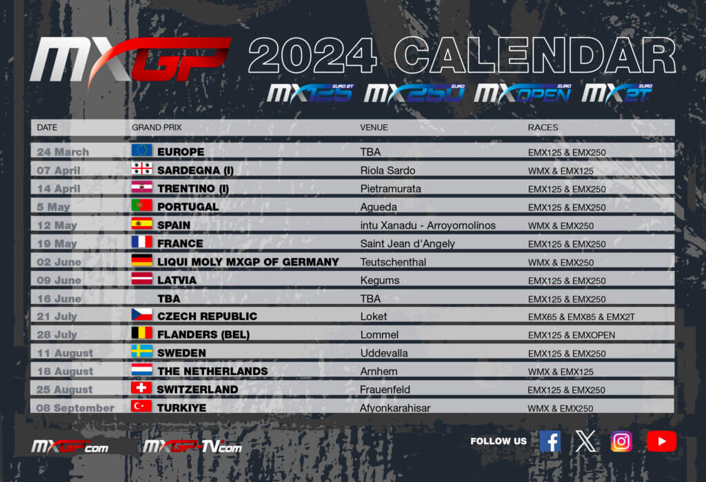 Motocross European Championships2024 provisional calendar